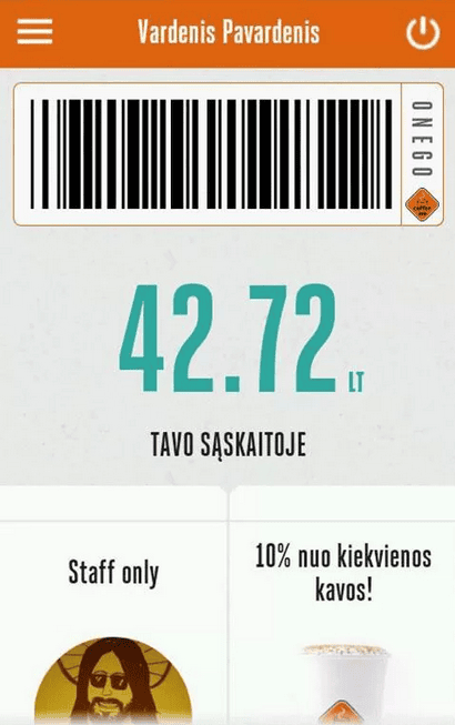 nSoft sukūrė "Coffee-Inn" mokėjimo sistemą "Android" ir "iPhone" telefonams 3 Coffee-Inn App